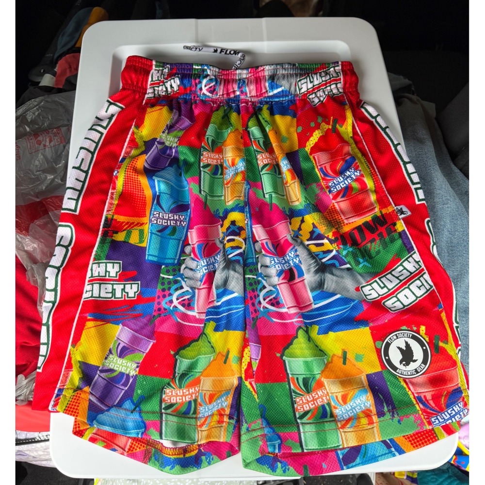 Flow Society LAX Athletic Shorts Lot 2 Slushy Society Big Bubble Flow SizeYL